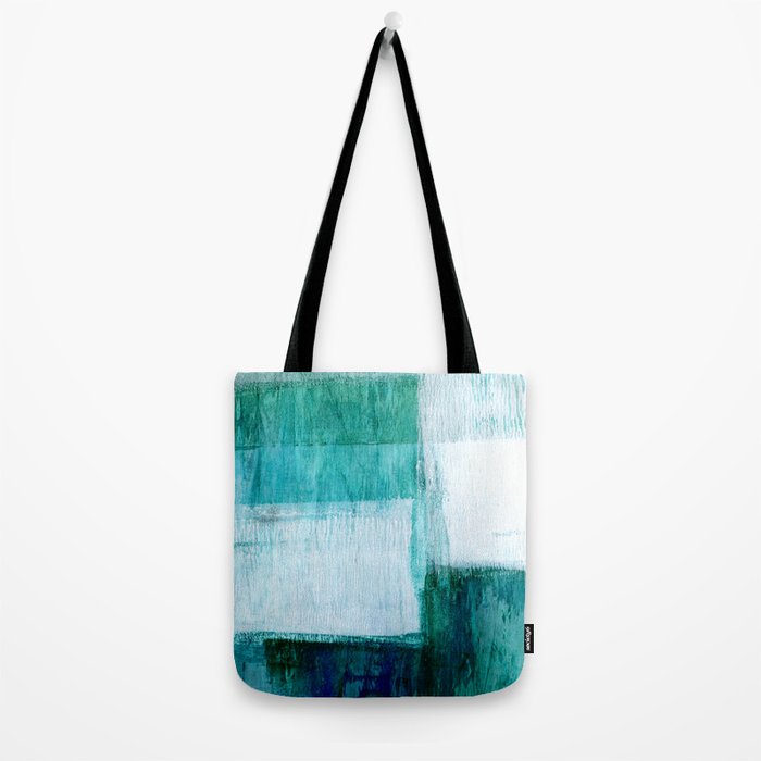 Aqua Blue Geometric Abstract Textured Painting Tote Bag Gallery Image 2