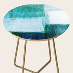 Aqua Blue Geometric Abstract Textured Painting Side Table Gallery Image 2
