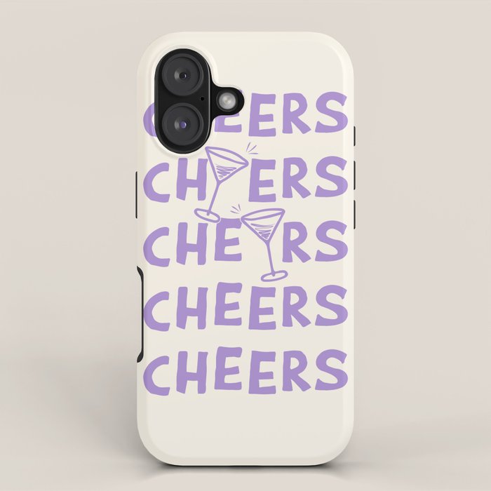 Cheers. Cocktails and Drinks in Lavender Purple And White iPhone Case Gallery Image 1