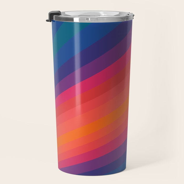 Sacred Geometric Stripes: Retro 80s Edition Travel Mug Gallery Image 3