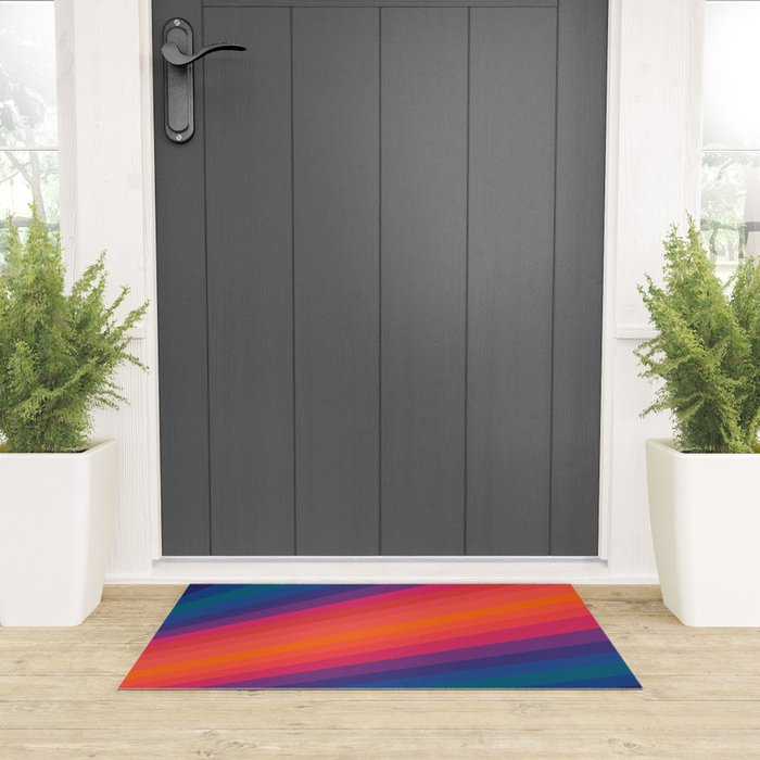 Sacred Geometric Stripes: Retro 80s Edition Welcome Mat Gallery Image 3