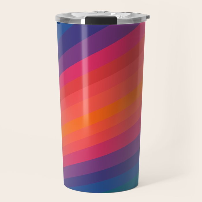 Sacred Geometric Stripes: Retro 80s Edition Travel Mug Gallery Image 1