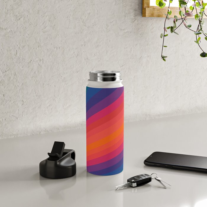 Sacred Geometric Stripes: Retro 80s Edition Water Bottle Gallery Image 4