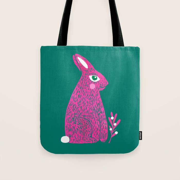 Pink Rabbit Tote Bag Gallery Image 1