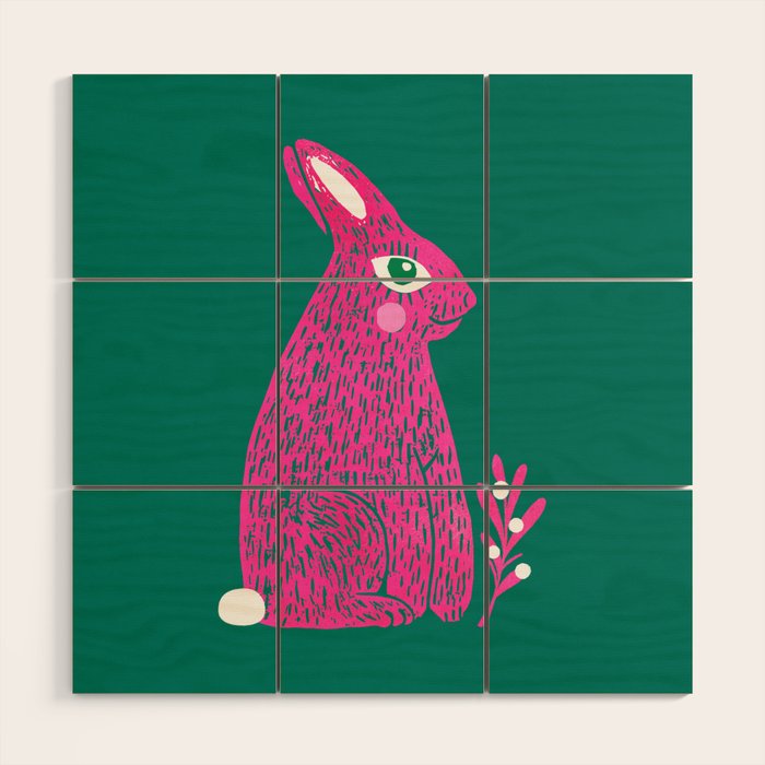 Pink Rabbit Wood Wall Art Gallery Image 1