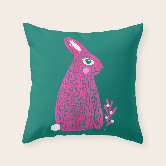Pink Rabbit Throw Pillow Gallery Image 6