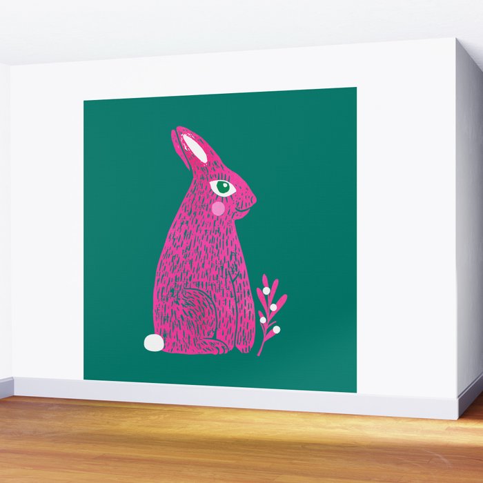 Pink Rabbit Wall Mural Gallery Image 2
