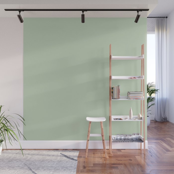 Light Pastel Kitchen Sage Solid Wall Mural Gallery Image 1