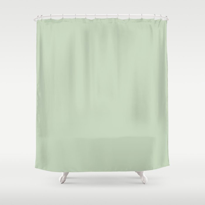 Light Pastel Kitchen Sage Solid Shower Curtain Gallery Image 1