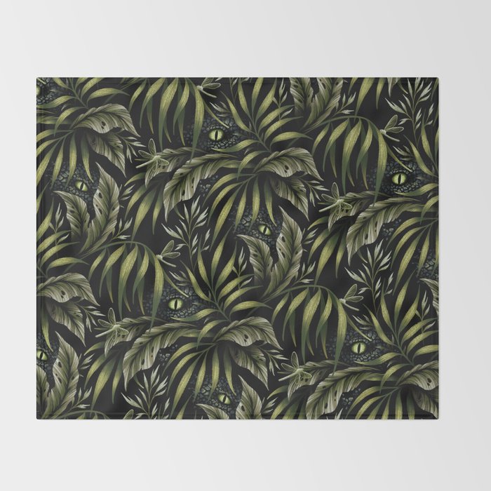 Jurassic Jungle - Camo Green Throw Blanket Gallery Image 2