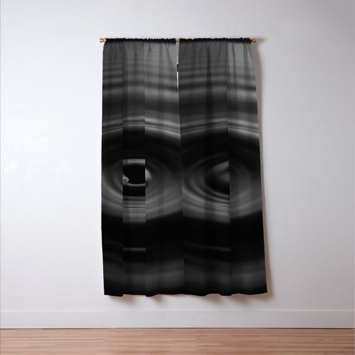 Zen water droplet in pool of water black and white inspirational photograph art print Window Curtain Gallery Image 3