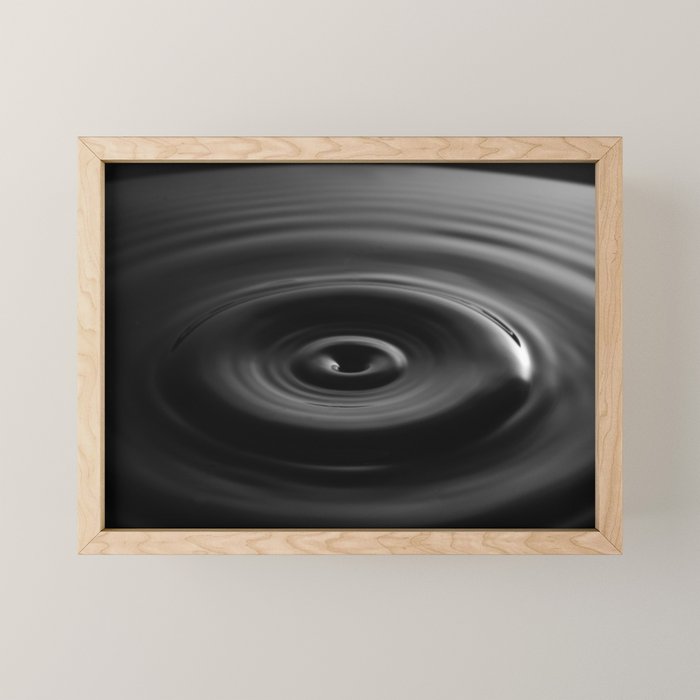 Zen water droplet in pool of water black and white inspirational photograph art print Mini Art Print Gallery Image 1