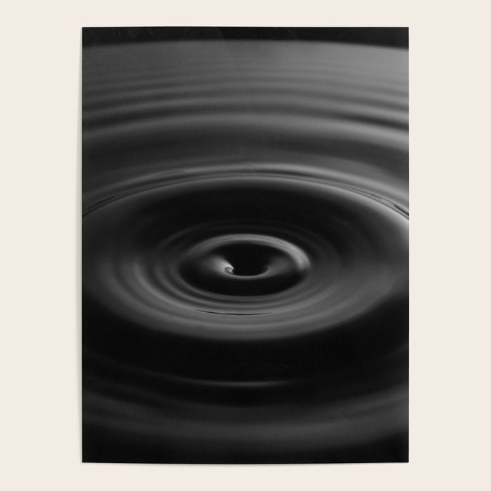 Zen water droplet in pool of water black and white inspirational photograph art print Poster Gallery Image 4