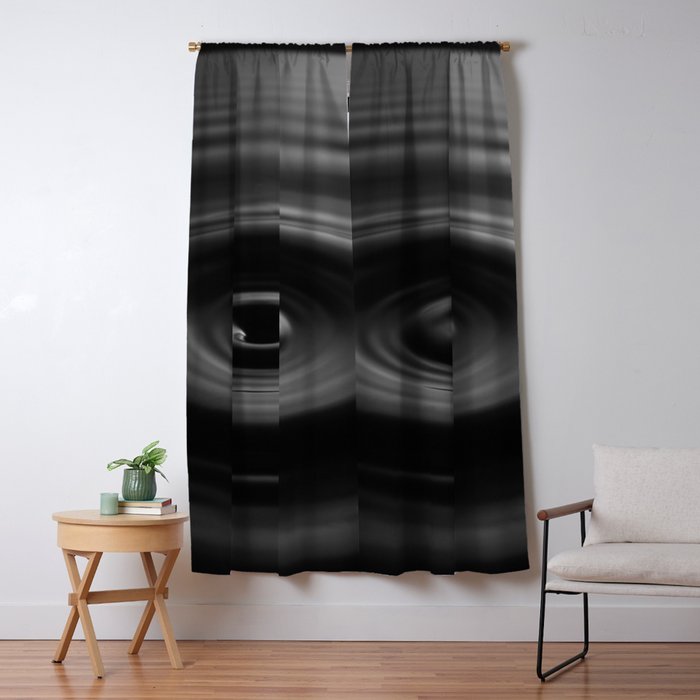 Zen water droplet in pool of water black and white inspirational photograph art print Window Curtain Gallery Image 5
