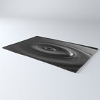 Zen water droplet in pool of water black and white inspirational photograph art print Rug Gallery Image 3