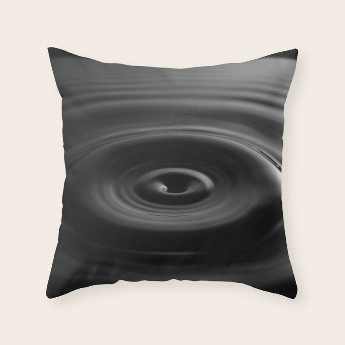 Zen water droplet in pool of water black and white inspirational photograph art print Throw Pillow Gallery Image 6