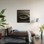 Zen water droplet in pool of water black and white inspirational photograph art print Wood Wall Art Gallery Image 2