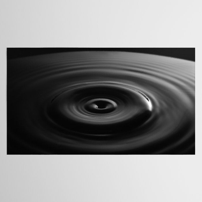 Zen water droplet in pool of water black and white inspirational photograph art print Tablecloth Gallery Image 2