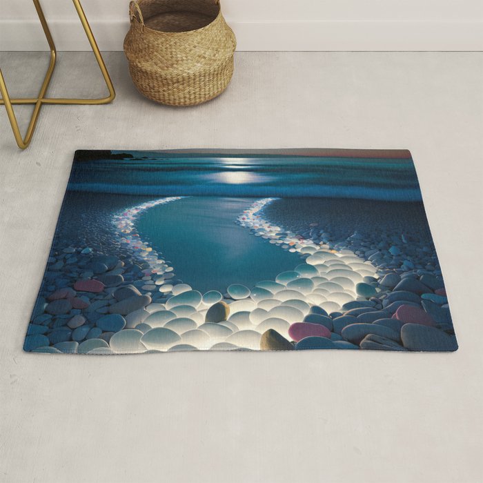 Ocean Moonlight Beach Prints Rug Gallery Image 1