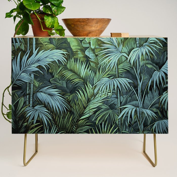 Mystic Jungle Tropical Hideaway Teal Green Credenza Gallery Image 1
