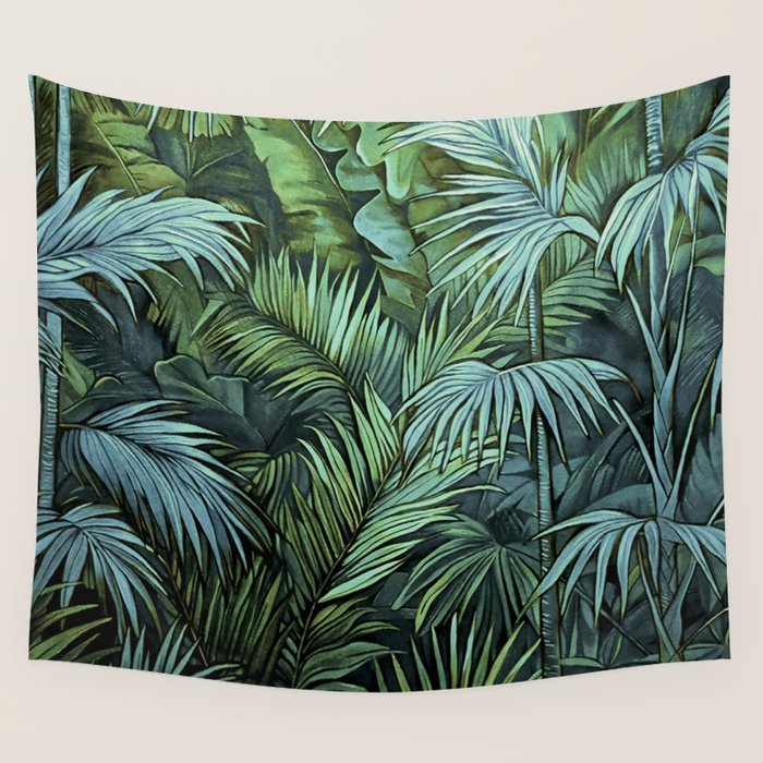 Mystic Jungle Tropical Hideaway Teal Green Wall Tapestry Gallery Image 4