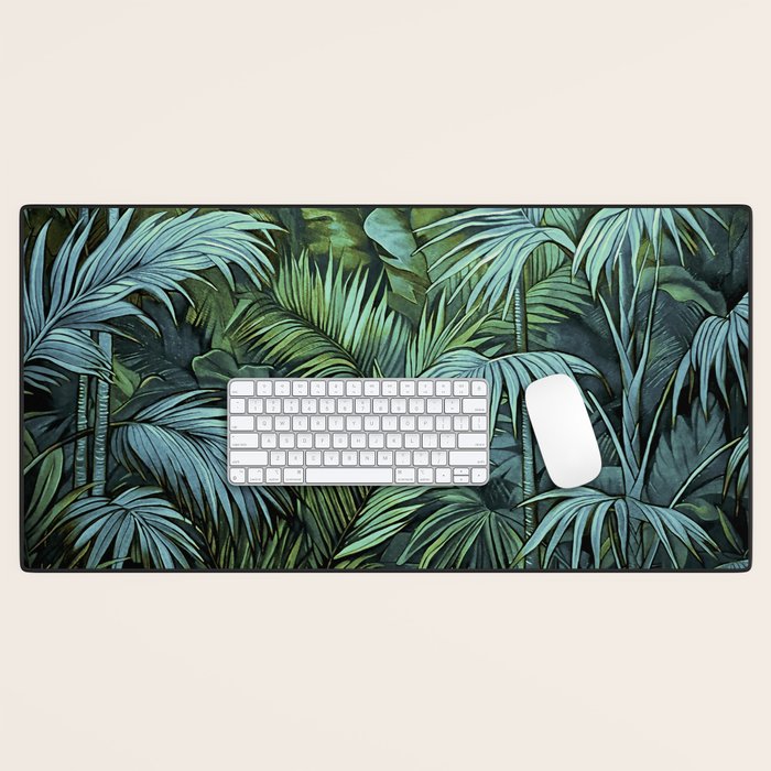 Mystic Jungle Tropical Hideaway Teal Green Desk Mat Gallery Image 1