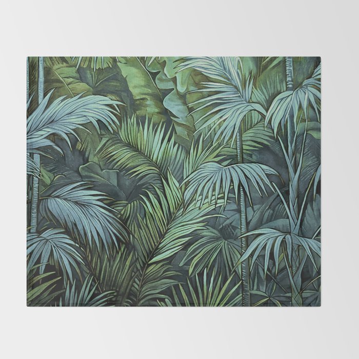 Mystic Jungle Tropical Hideaway Teal Green Throw Blanket Gallery Image 2