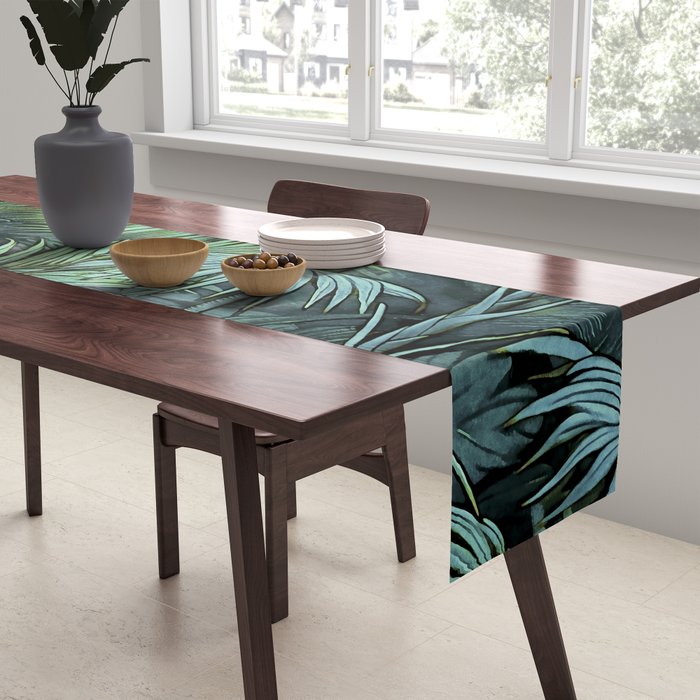 Mystic Jungle Tropical Hideaway Teal Green Table Runner Gallery Image 2