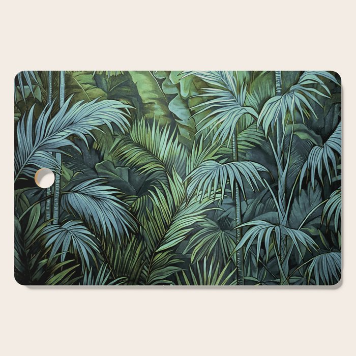 Mystic Jungle Tropical Hideaway Teal Green Cutting Board Gallery Image 1