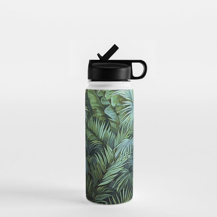 Mystic Jungle Tropical Hideaway Teal Green Water Bottle Gallery Image 1