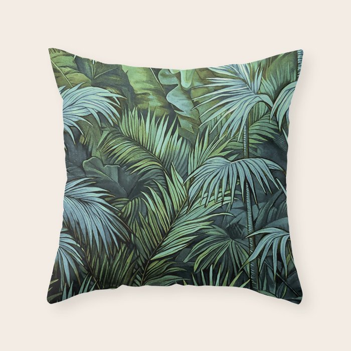 Mystic Jungle Tropical Hideaway Teal Green Throw Pillow Gallery Image 6