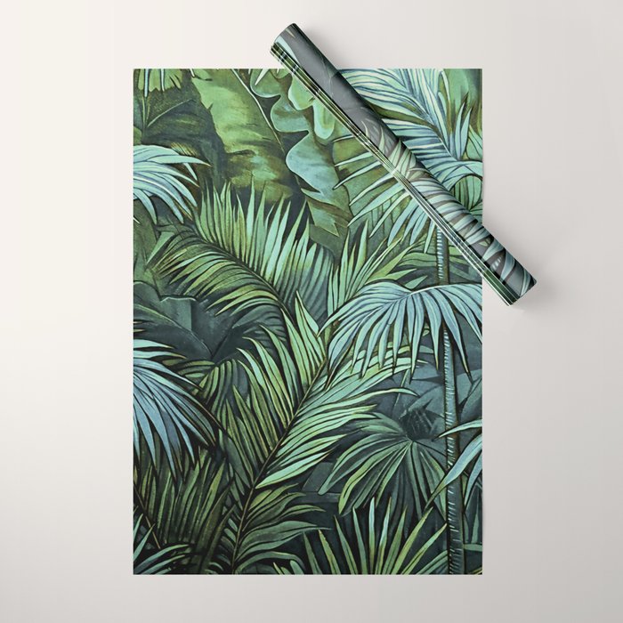 Mystic Jungle Tropical Hideaway Teal Green Wrapping Paper Gallery Image 1