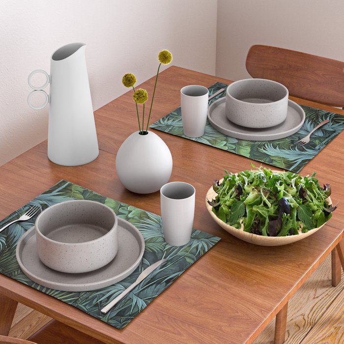 Mystic Jungle Tropical Hideaway Teal Green Placemat Gallery Image 2