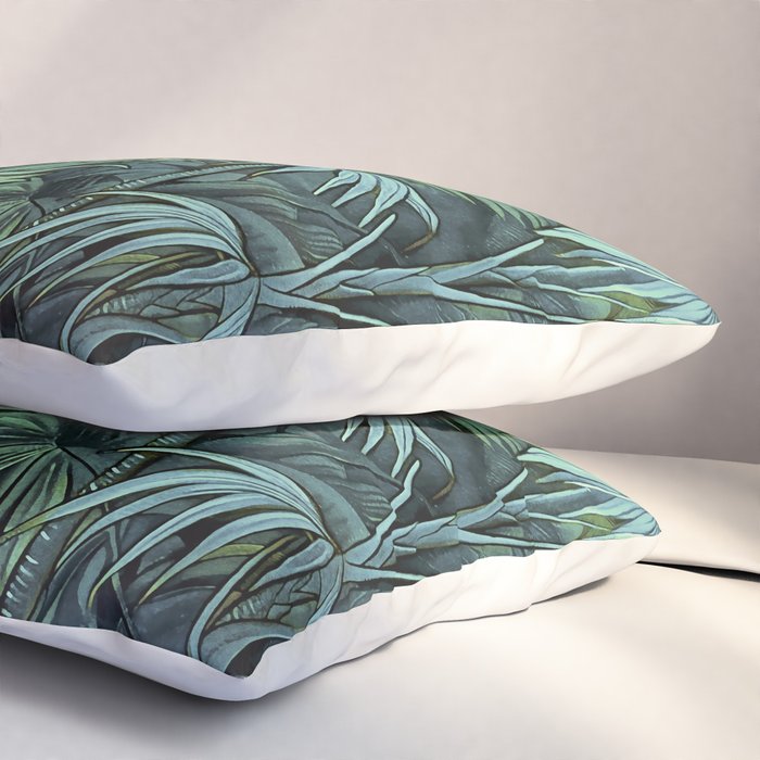 Mystic Jungle Tropical Hideaway Teal Green Pillow Sham Gallery Image 3