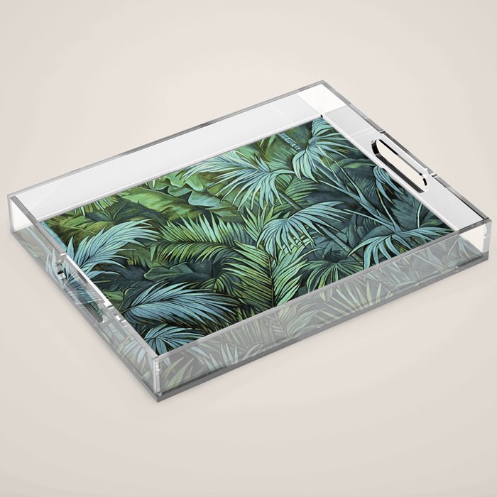 Mystic Jungle Tropical Hideaway Teal Green Acrylic Tray Gallery Image 1