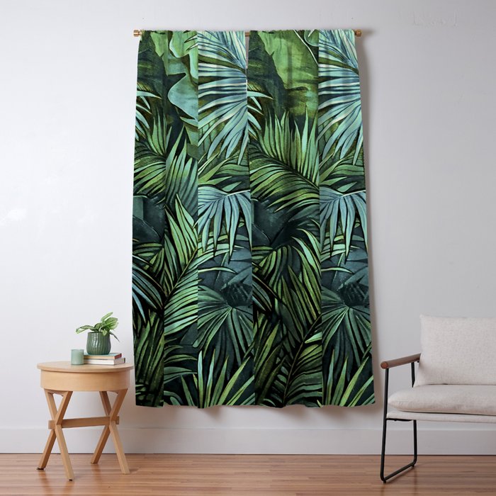 Mystic Jungle Tropical Hideaway Teal Green Window Curtain Gallery Image 1