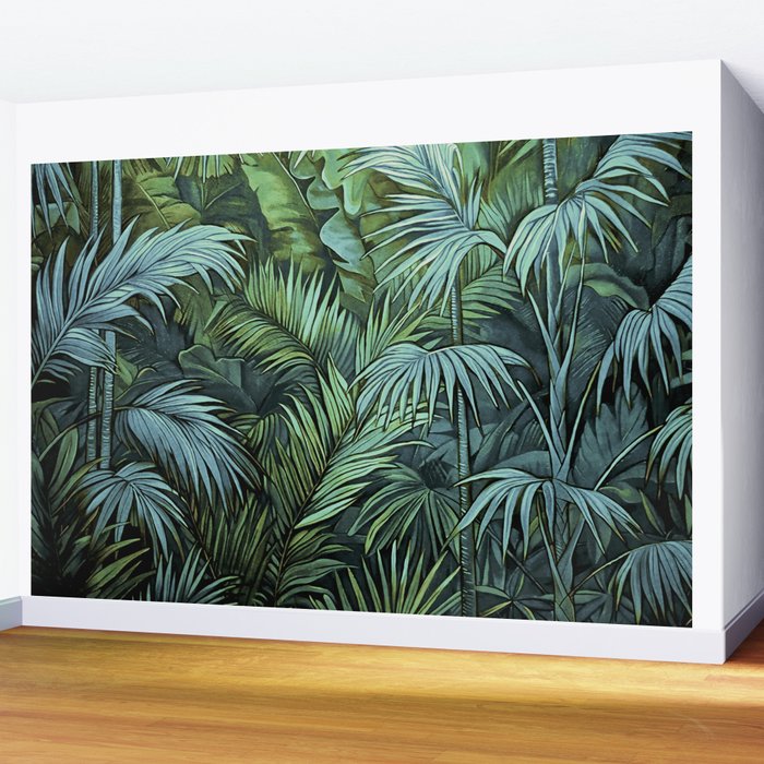 Mystic Jungle Tropical Hideaway Teal Green Wall Mural Gallery Image 2