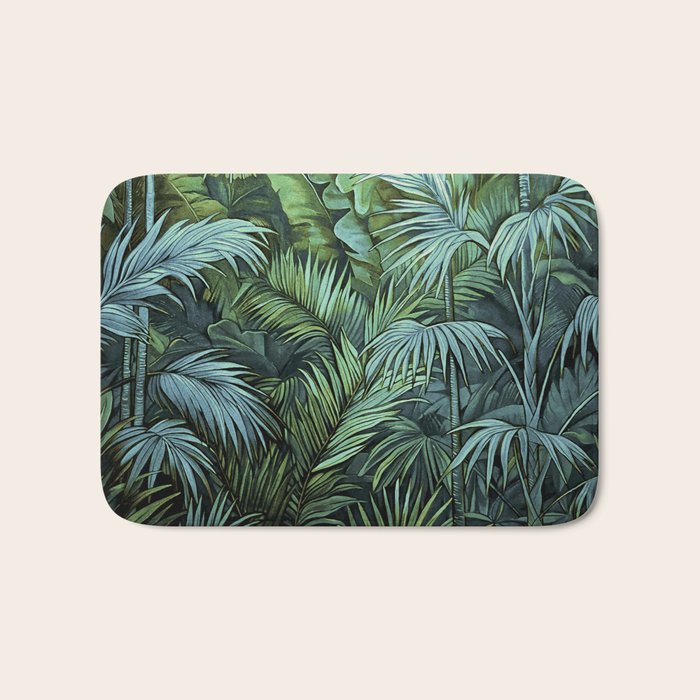 Mystic Jungle Tropical Hideaway Teal Green Bath Mat Gallery Image 1