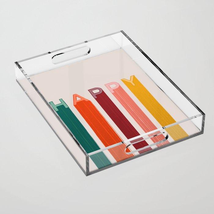 Happy Letters in Retro Colors Acrylic Tray Gallery Image 1