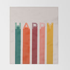 Happy Letters in Retro Colors Throw Blanket Gallery Image 2