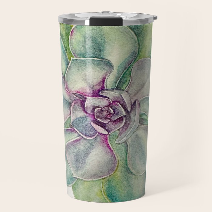 Succulents painted in watercolor Travel Mug Gallery Image 1