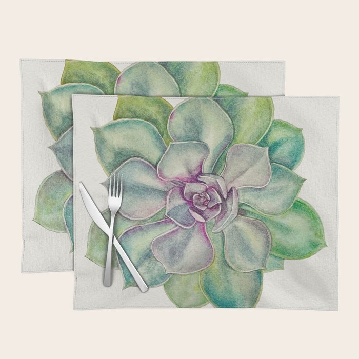 Succulents painted in watercolor Placemat Gallery Image 1