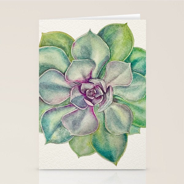 Succulents painted in watercolor Stationery Card Gallery Image 2