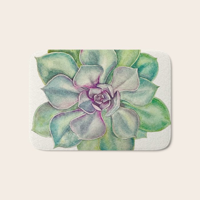 Succulents painted in watercolor Bath Mat Gallery Image 1