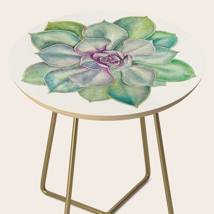 Succulents painted in watercolor Side Table Gallery Image 2
