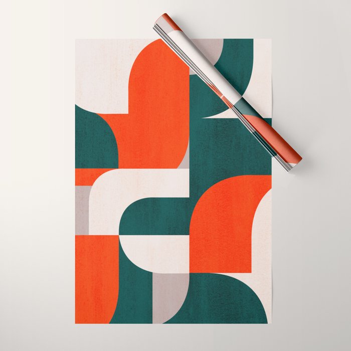 Mid century landscape Wrapping Paper Gallery Image 1