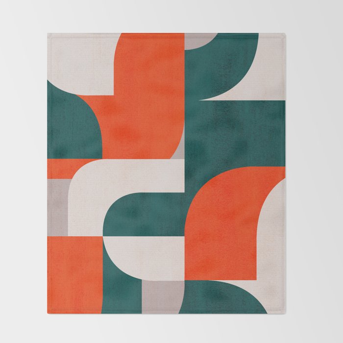 Mid century landscape Throw Blanket Gallery Image 2