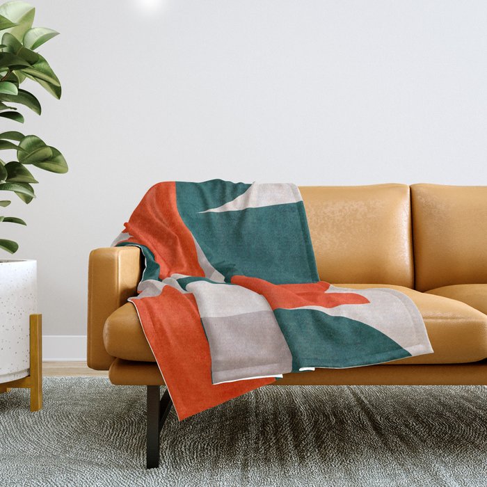 Mid century landscape Throw Blanket Gallery Image 1