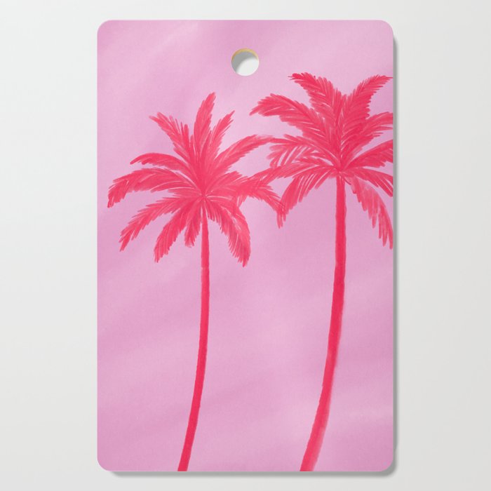 Pink Palm Trees Summer Tropical Aesthetic Cutting Board Gallery Image 1