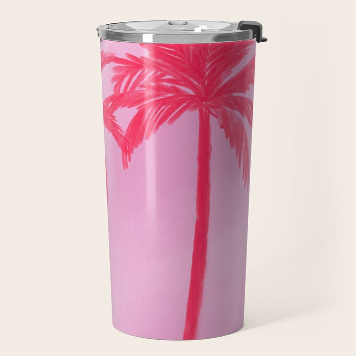 Pink Palm Trees Summer Tropical Aesthetic Travel Mug Gallery Image 2